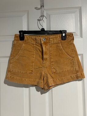American Eagle Outfitters High-Rise Corduroy Shorts in Mustard Gold